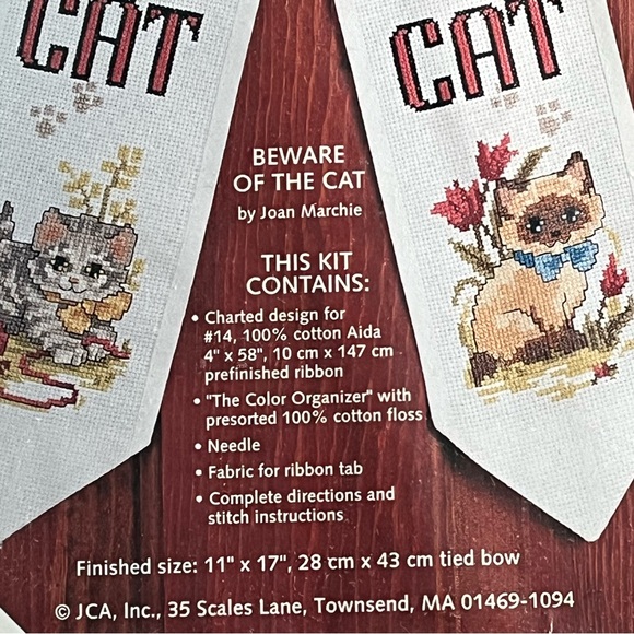 NWT Bow Ties Beware of the Cat Counted Cross Stitch Kit - Picture 7 of 13